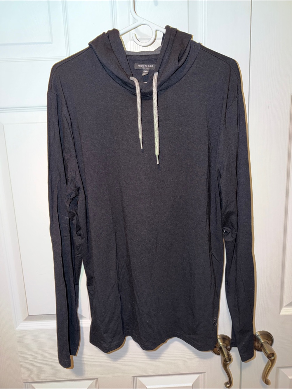 Kenneth Cole Black Long-Sleeve Hooded Pullover with Drawstrings